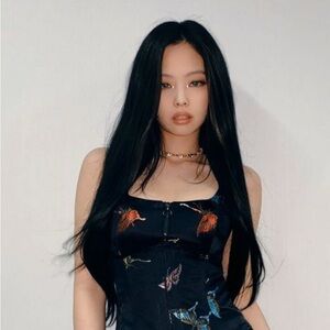 Kim Shui Black Silk Satin Corset Bustier Top Butterly - Jennie Kim Black Pink